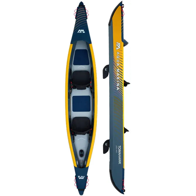 Aqua Marina TOMAHAWK AIR-K 14'5" - Inflatable High Speed Kayak Canoe Hybrid Package, including Carry Bag, Fin, & Pump - Aqua Gear Supply