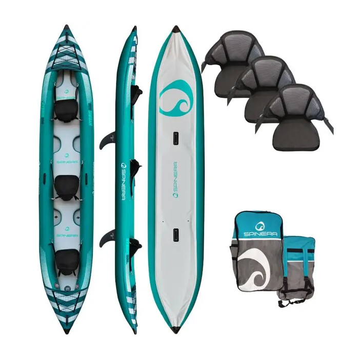 Spinera "Hybris 500" 3-Person Inflatable Kayak - With Heavy Duty Water Resistant Bag, Kayak Seat and more - Aqua Gear Supply