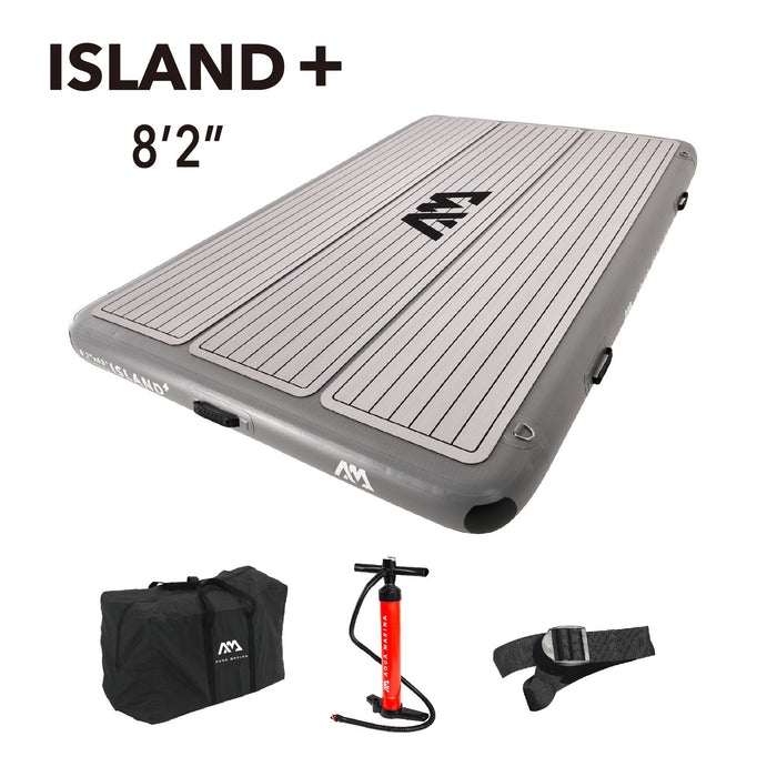 Aqua Marina, Air Platform - ISLAND+ 8’2″ - Inflatable SUP Package, including Carry Bag, Paddle, Fin, Pump & Safety Harness - Aqua Gear Supply