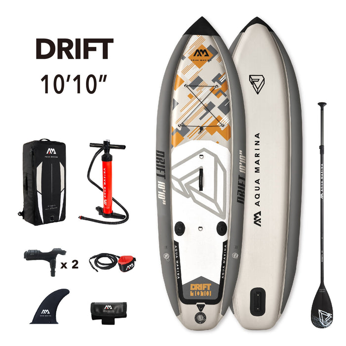Aqua Marina Stand Up, Fishing Paddle Board - DRIFT 10'10" - Inflatable SUP Package, including Carry Bag, Paddle, Fin, Pump, Fishing Rod Holder, Paddle Holder, Safety Harness - Aqua Gear Supply