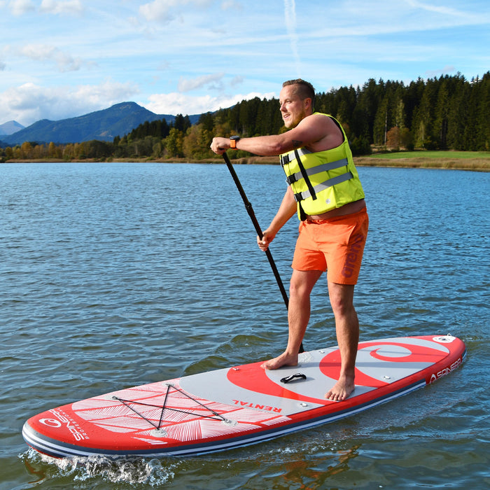 Spinera 10 Ft Inflatable Paddle Board - "Professional Rental" SUP with Stronger Material, Rub Rails, Water Resistant Backpack, Leash and more - Aqua Gear Supply