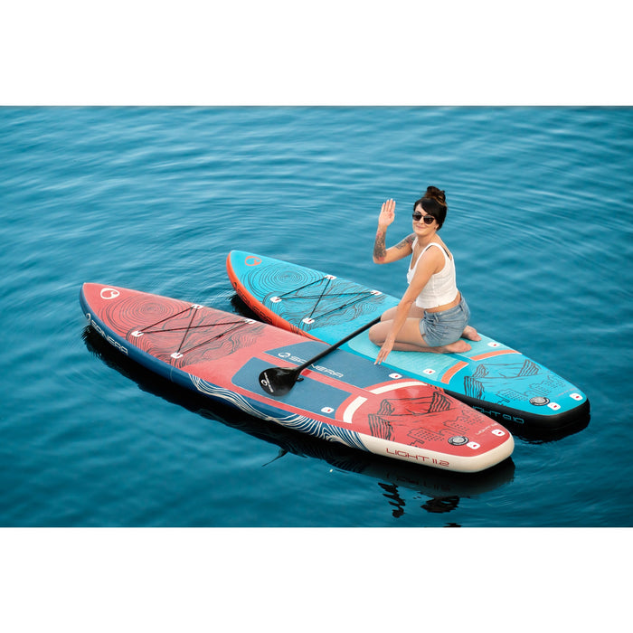 Spinera 9 Ft Inflatable Paddle Board -The "ULT Light SUP" With Water Resistant Backpack, Double Action Performance Pump, Paddle and more - Aqua Gear Supply
