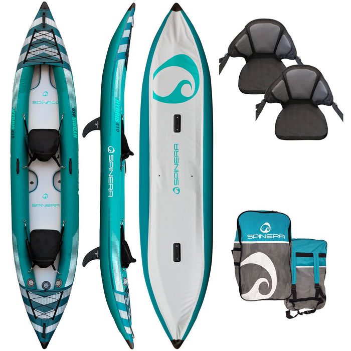 Spinera "Hybris 410" 2-Person Inflatable Kayak - With Heavy Duty Water Resistant Bag, Kayak Seat and more - Aqua Gear Supply