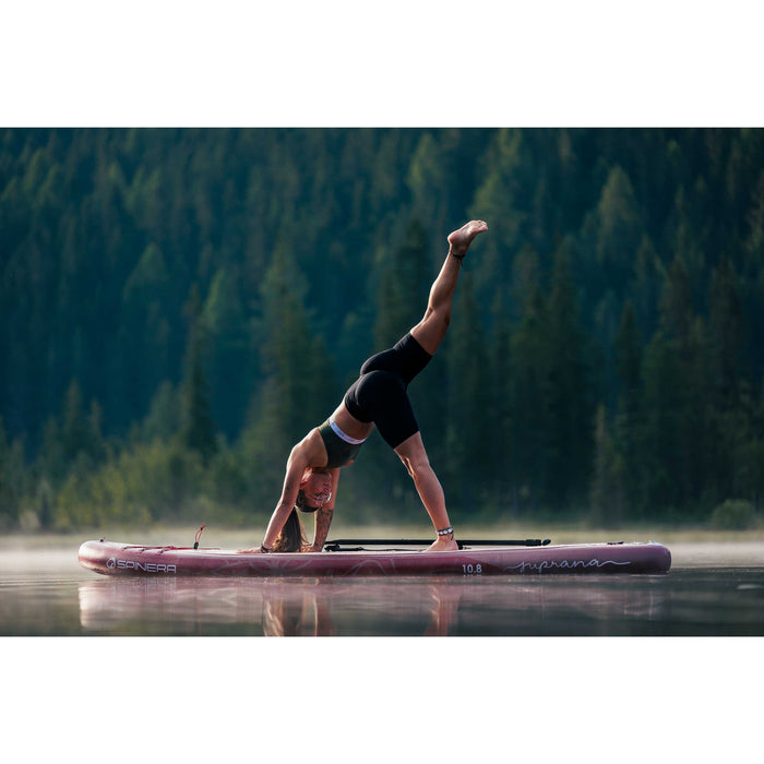 Spinera 10 Ft Inflatable Yoga Paddle Board - The "Suprana" Yoga SUP with Water Resistant Backpack, Paddle, Double Action Pump and Shoulder Carry Leash - Aqua Gear Supply