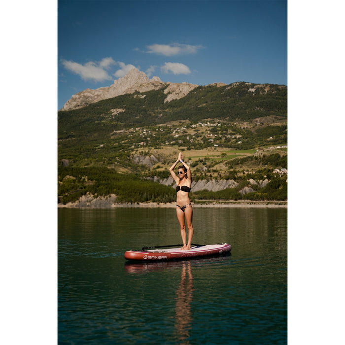 Spinera 10 Ft Inflatable Yoga Paddle Board - The "Suprana" Yoga SUP with Water Resistant Backpack, Paddle, Double Action Pump and Shoulder Carry Leash - Aqua Gear Supply