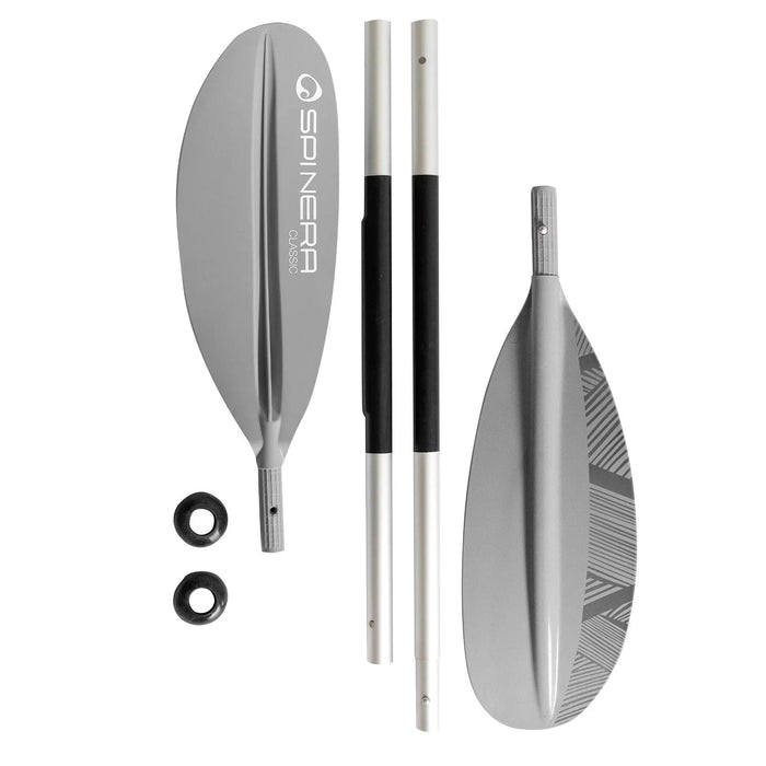 Spinera kayak paddle with two blades and a shaft on a white background