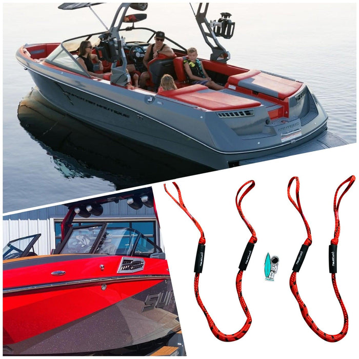 NautiCurl Bungee Boat Ropes - Shock Absorbing (2 Ropes)