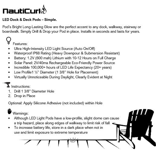 LED Dock & Deck Pods - Solar Powered Light Dots