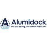 Alumidock logo with tagline on a white background