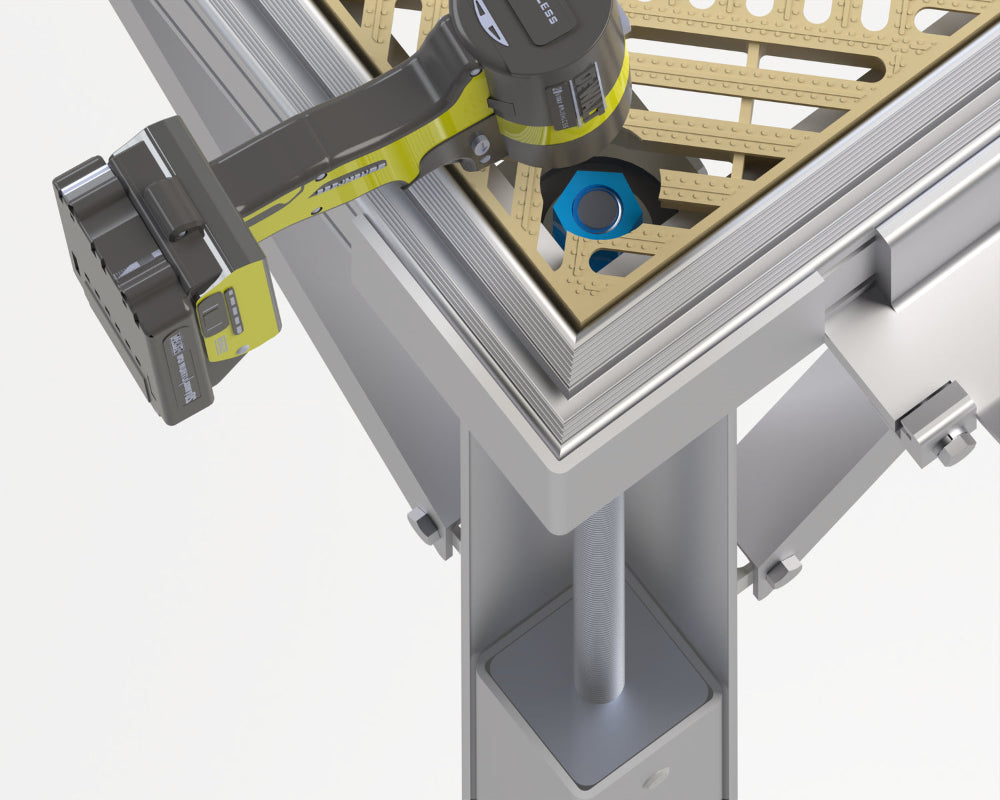 CNC machine tool with a workpiece on a white background