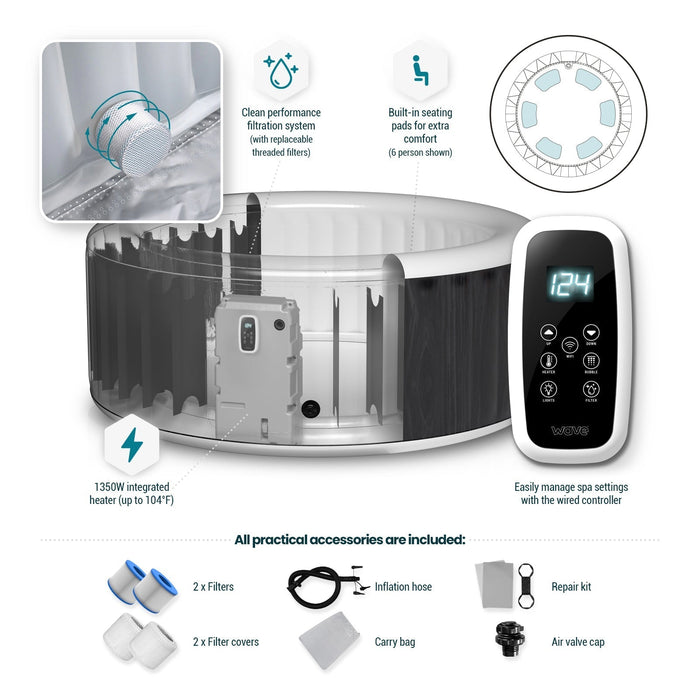 Atlantic | 4/6-Person Inflatable Hot Tub | Round | Integrated Heater - Aqua Gear Supply