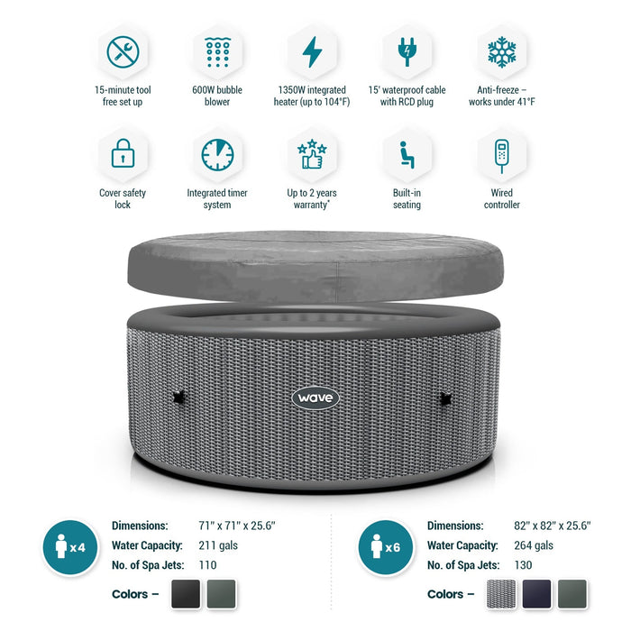 Atlantic | 4/6-Person Inflatable Hot Tub | Round | Integrated Heater - Aqua Gear Supply