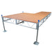 Portable stage with wooden platform and metal frame on a white background