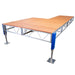 Wooden stage with metal frame on a white background
