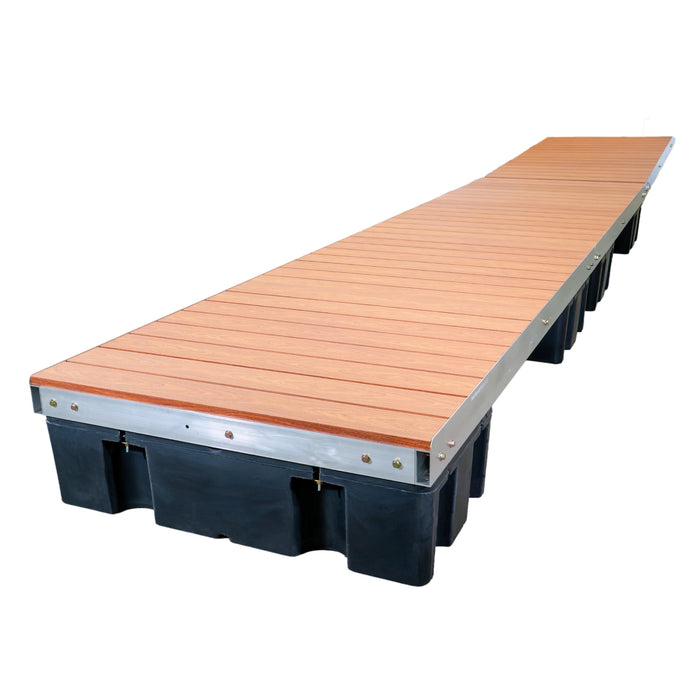 Patriot Docks Floating Dock w/ Brown Aluminum Decking on a white background.