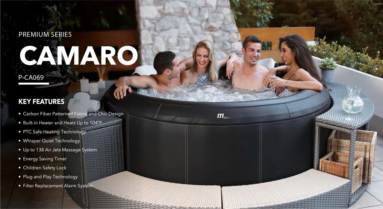 MSPA CAMARO, PREMIUM SERIES, Inflatable Hot Tub & Spa, 138 Air Bubble System, One Piece Quick Setup, Round - 6 Persons