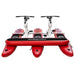 Red and white scooter with a black seat on a white background