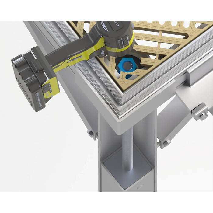 CNC machine tool with a workpiece on a white background