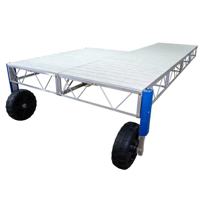 Portable stage platform with wheels on a white background