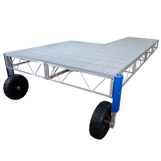 Portable stage platform with wheels on a white background