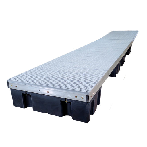 Gray Poly Straight Floating Dock on a white background