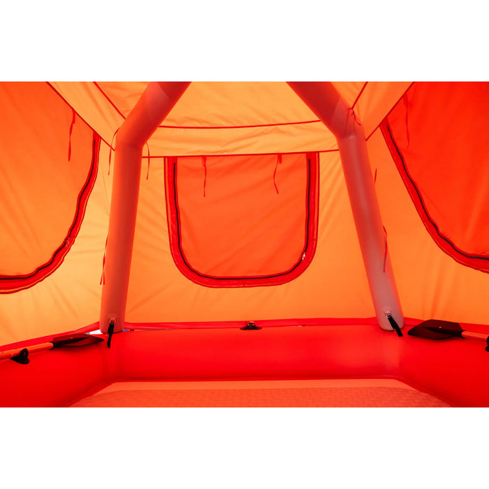 Orange inflatable tent interior