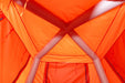 Close-up of an orange tent interior 