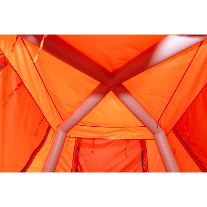 Close-up of an orange tent interior 