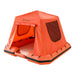 Orange inflatable tent with a visible brand logo on a white background