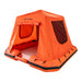 Orange inflatable tent with a visible brand logo on a white background