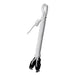 White rope with black metal clip on a white background