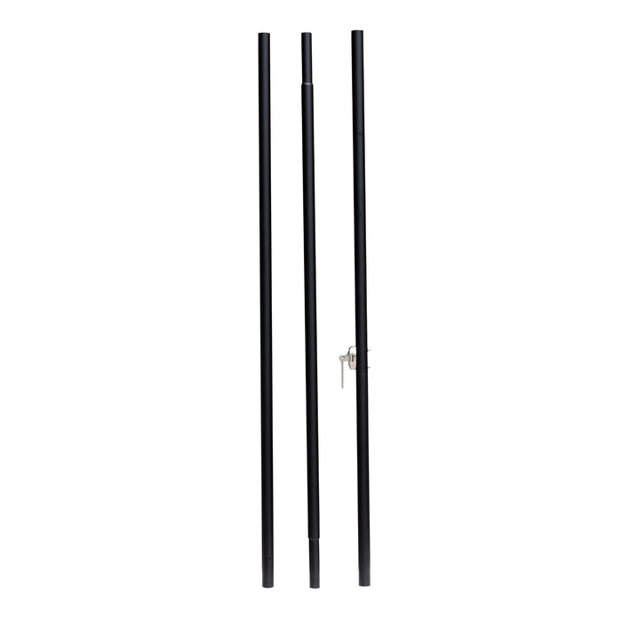 Three black poles on a white background