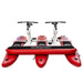 Red water bike with two seats and a visible brand logo