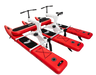 Red and white inflatable water bike