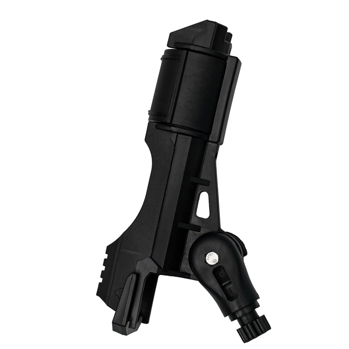 Black adjustable bike seat post on a white background