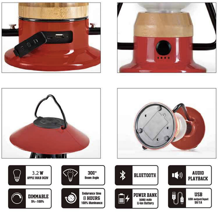 TRU De-LIGHT ROMANTICO LED All-in-One Lamp, Rechargeable, Bluetooth Music Speaker - FIRE RED / YELLOW / AUQA BLUE / GREEN / BLACK - Aqua Gear Supply