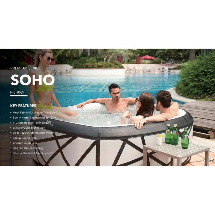 MSPA SOHO, PREMIUM SERIES, Inflatable Hot Tub & Spa, 132 Air Bubble System, One Piece Quick Setup, Square - 6 Persons - Aqua Gear Supply 