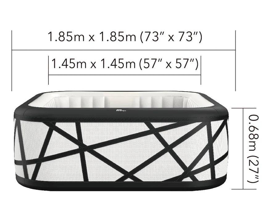 MSPA SOHO, PREMIUM SERIES, Inflatable Hot Tub & Spa, 132 Air Bubble System, One Piece Quick Setup, Square - 6 Persons