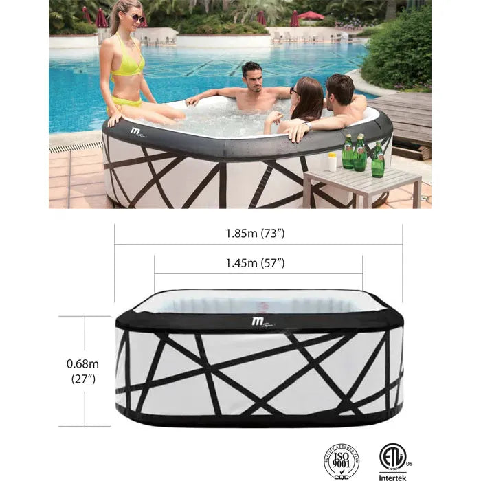 MSPA SOHO, PREMIUM SERIES, Inflatable Hot Tub & Spa, 132 Air Bubble System, One Piece Quick Setup, Square - 6 Persons - Aqua Gear Supply 