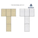 Alumidock deck layout packages with 8' x 15' dimensions on a white background