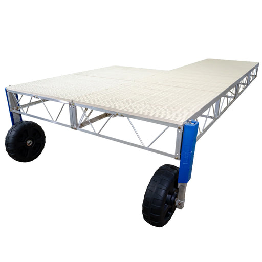 Portable stage platform with wheels on a white background