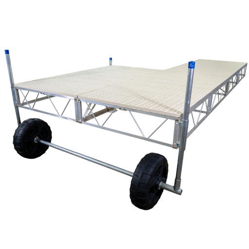 Portable stage or platform with wheels on a white background