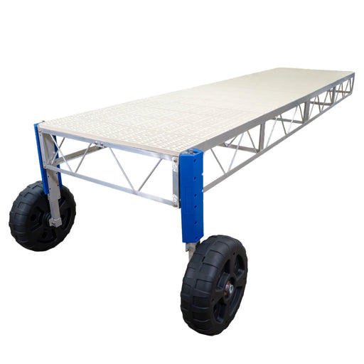 Portable stage platform with wheels on a white background