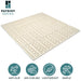Beige dock mat with Patriot Docks branding and feature icons on a white background