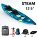 Aqua Marina STEAM 13'6" - Recreational / White Water Tandem Kayak Package, Includes Carry Bag, Fin, Pump & Safety Harness - Aqua Gear Supply