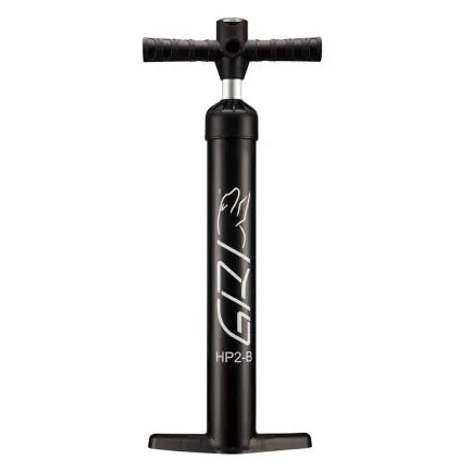 Black bicycle pump with 'Gizmo' branding on a white background