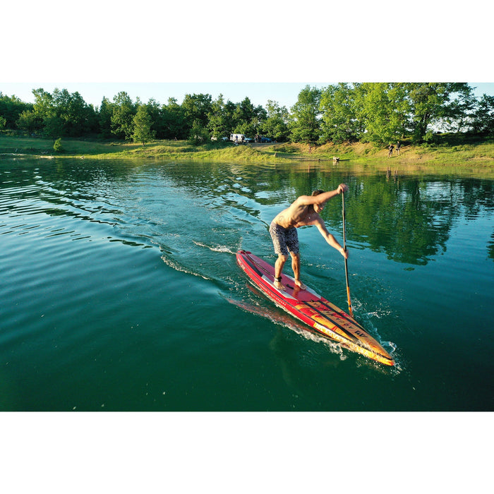 Aqua Marina Stand Up Paddle Board - RACE ELITE 14′ 0″ - Inflatable SUP Package, including Carry Bag, Fin, Pump & Safety Harness - Aqua Gear Supply