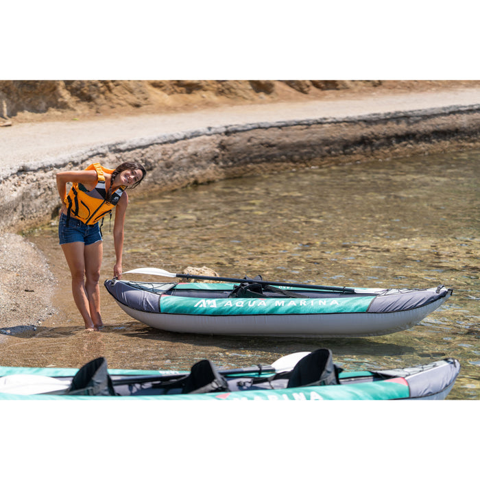 Aqua Marina, 1 Person, RECREATIONAL KAYAK - LAXO 9'4" - Inflatable KAYAK Package, including Carry Bag, Paddle, Fin, Pump & Safety Harness - Aqua Gear Supply