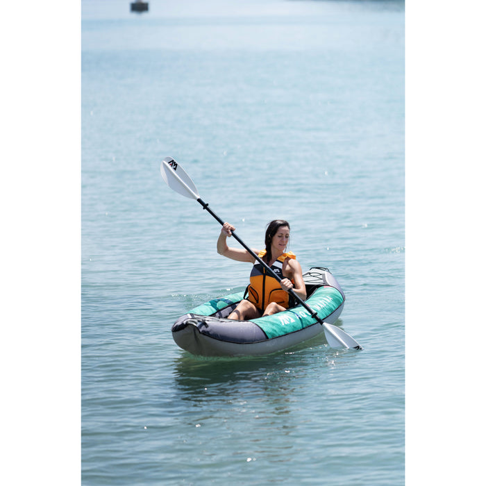 Aqua Marina, 1 Person, RECREATIONAL KAYAK - LAXO 9'4" - Inflatable KAYAK Package, including Carry Bag, Paddle, Fin, Pump & Safety Harness - Aqua Gear Supply