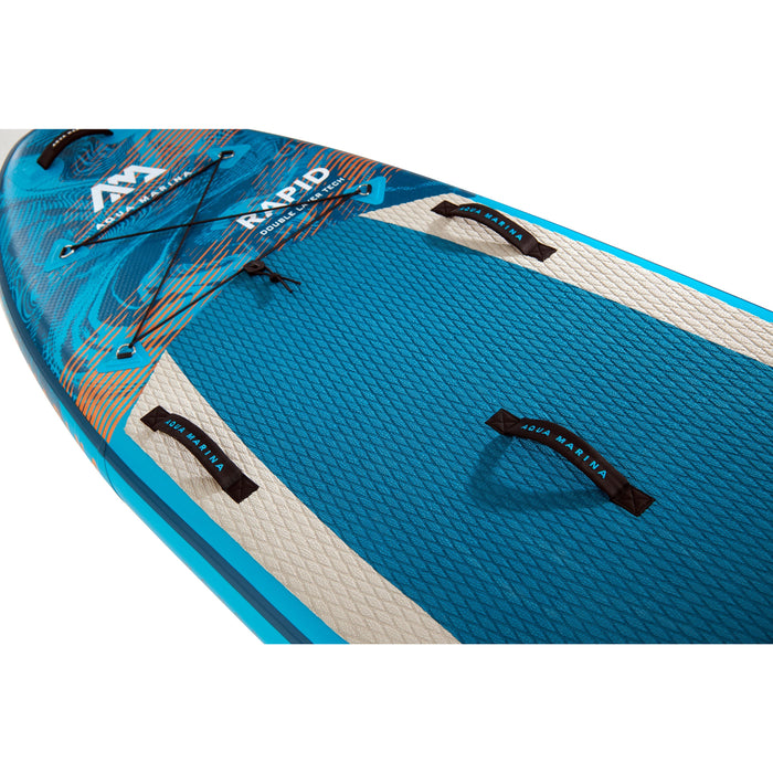 Aqua Marina Stand Up Paddle Board - RAPID 9'6" - Inflatable SUP Package, including Carry Bag, Fin, Pump & Safety Harness - Aqua Gear Supply